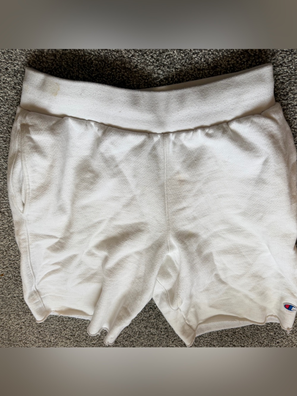 Champion White Reverse Weave drawstring Shorts Summer Athletic Activewear